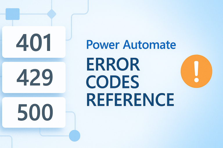 Power Automate Error Codes Reference (401, 403, 429, etc.)